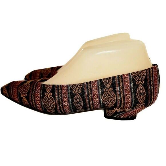 Neiman Marcus Roberto Vianni Sz 8.5 Woven Mexican Blanket Pattern Low Heel - Picture 4 of 11